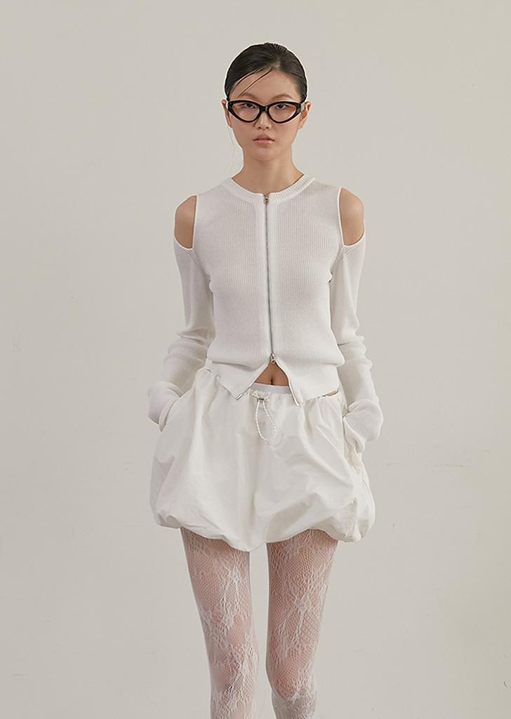 CUT OUT CROP CARDIGAN, WHITE