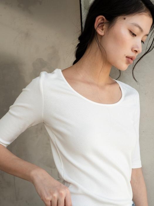 시아 에센셜 5부 투웨이 티셔츠[ivory]