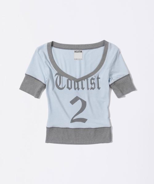 Heart Neck Tee Sky