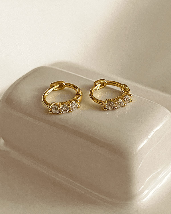 [무배] 실버925 미니 쓰리 큐빅 원터치 링귀걸이