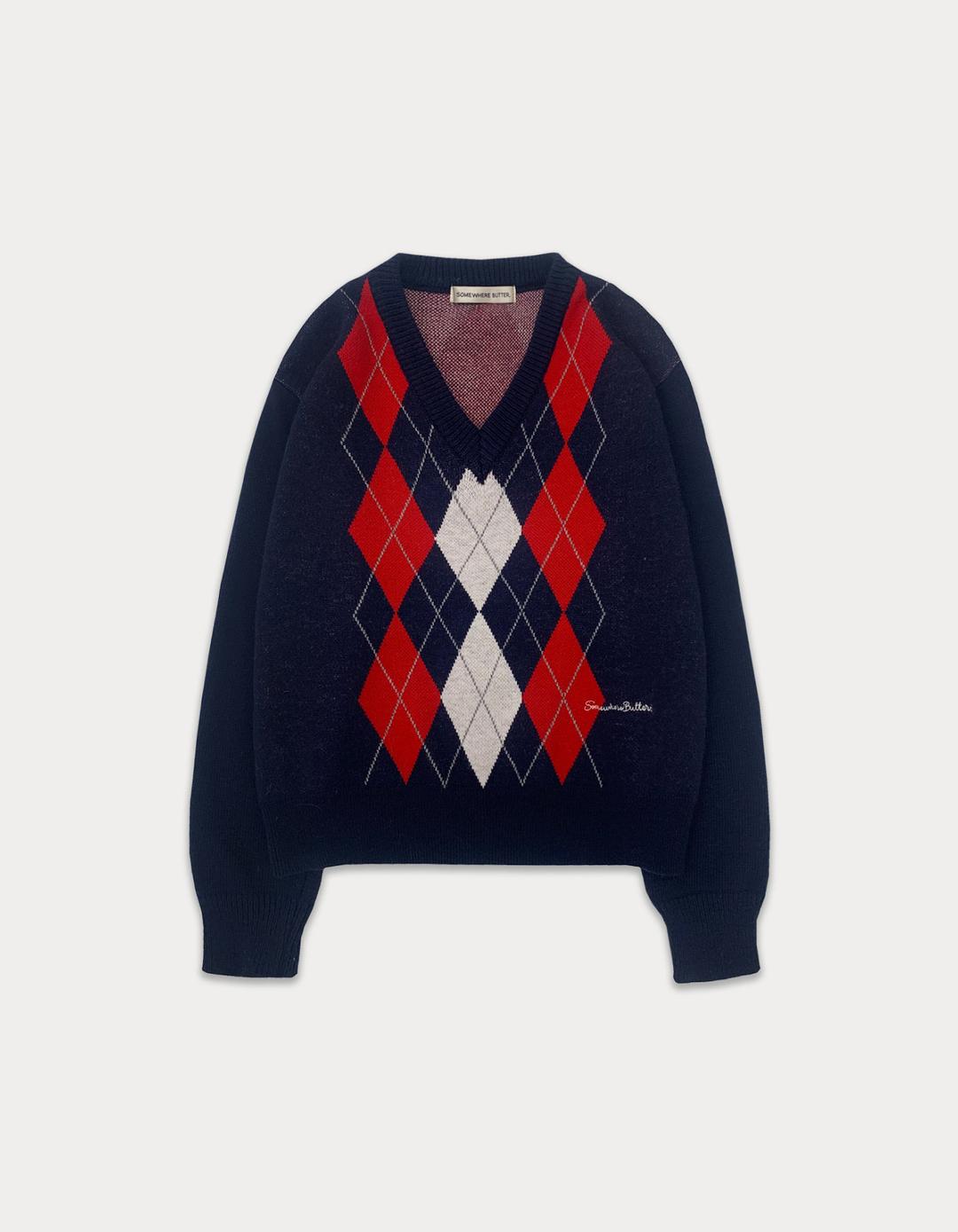 Classic argyle knit - navy