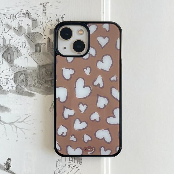 [phone case] heart leopard glass