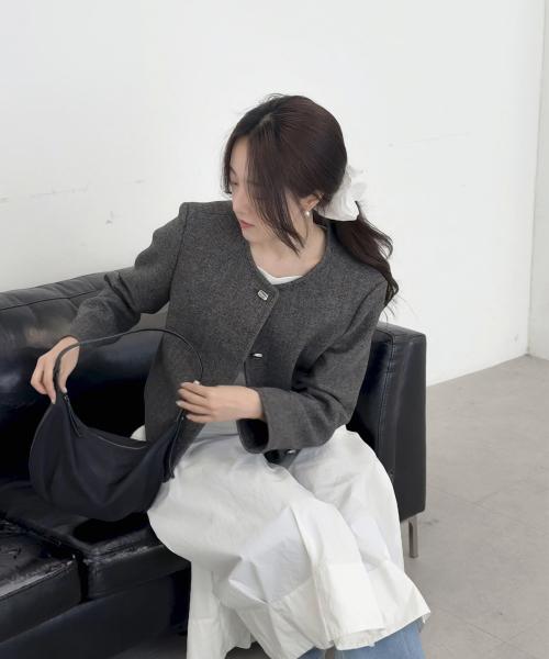 울 라운드넥 자켓_MIWJKFT2PG