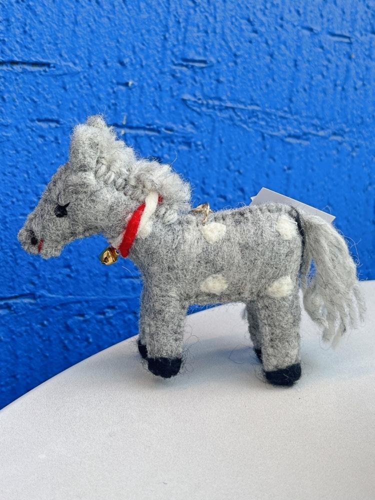 방울 그레이 도트 양모 말 인형 키링