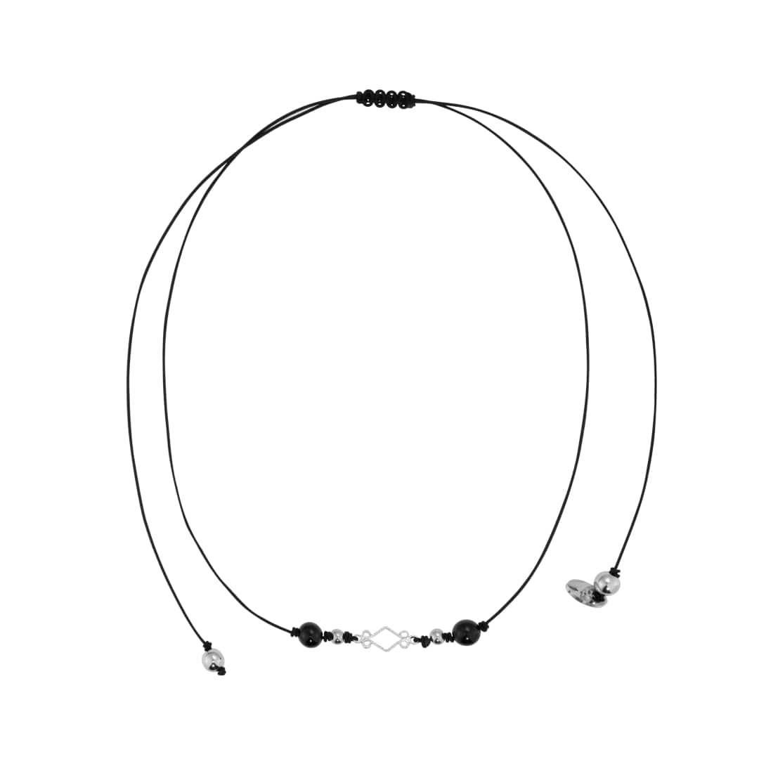 dia strap necklace-black