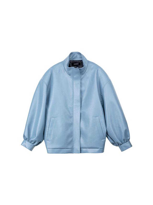 Faux Leather Blouson, sky blue