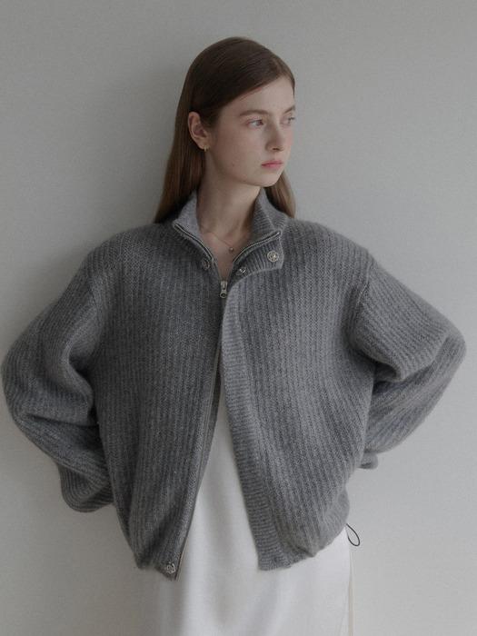 esy cashmere half knit zip up (grey)