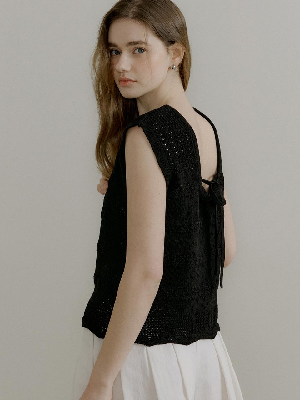 comos 1393 back ribbon punching knit (black)