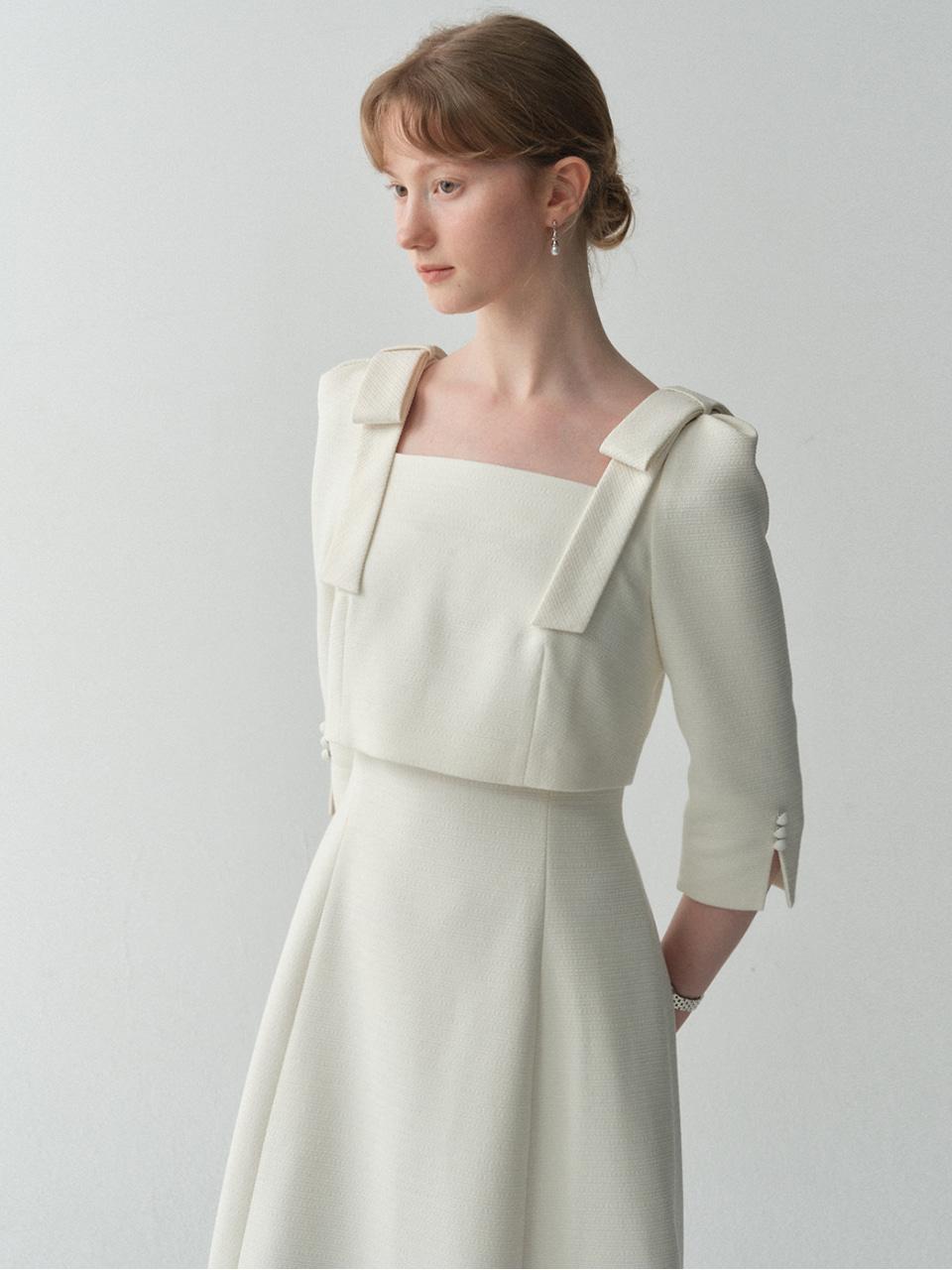 Overlay Cup Cake Three-Quarter Sleeve Dress(4color) [Cream XS 4/20 예약배송]