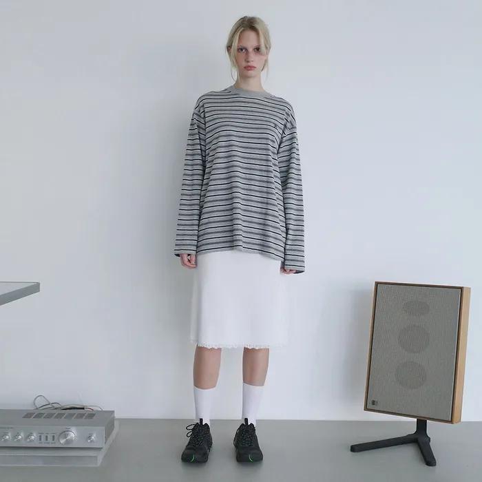 LONG SLEEVE STRIPED T-SHIRT_MELANGE GREY_LC251TS16MG