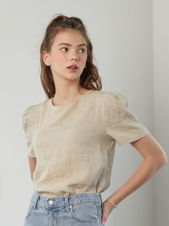[시즌오프] LINEN SHIRRING SHIRT_BEIGE