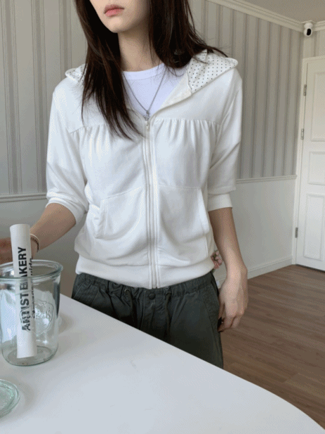 [MD 추천!] 비비 도트 7부 Zip-up (3 color)