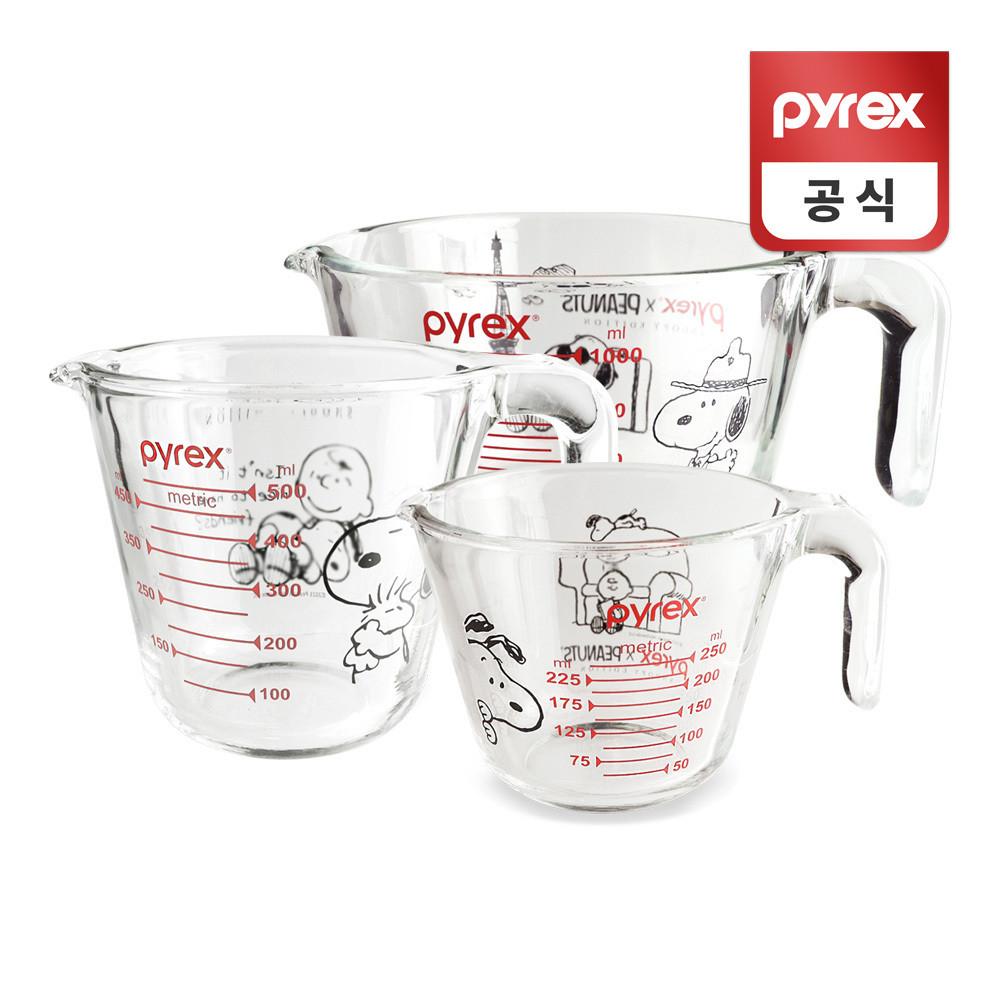 코렐 파이렉스 스누피 계량컵 내열유리 3종