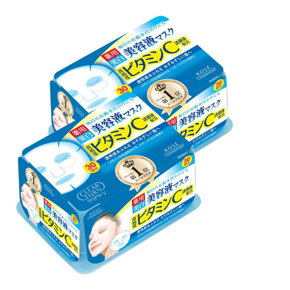 KOSE 코세 클리어 턴 에센스 비타민C 페이셜 마스크 30매입 x 2개