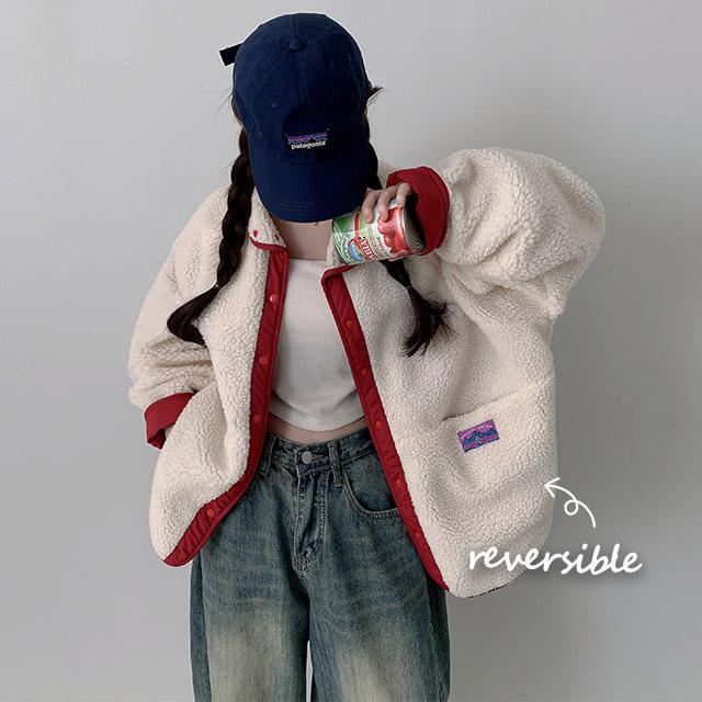 더핑크 [양면착용O/한겨울까지] 더프 오버핏 리버시블 양털 후리스 패딩 점퍼(6color)