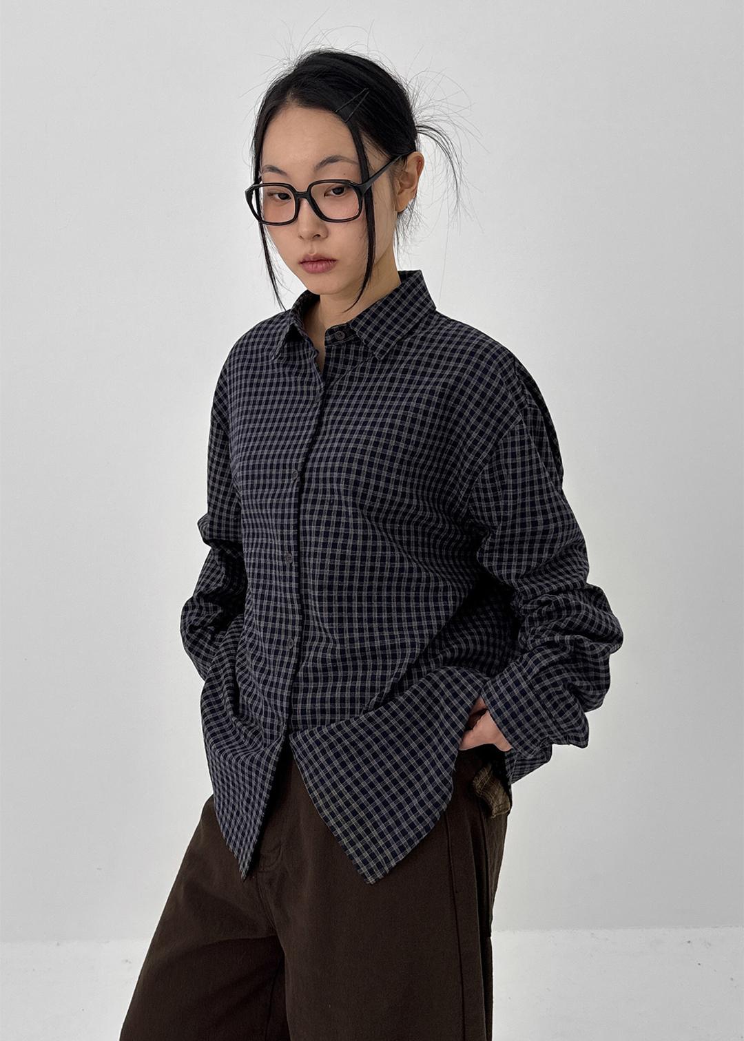 비큘라 기모 체크 셔츠