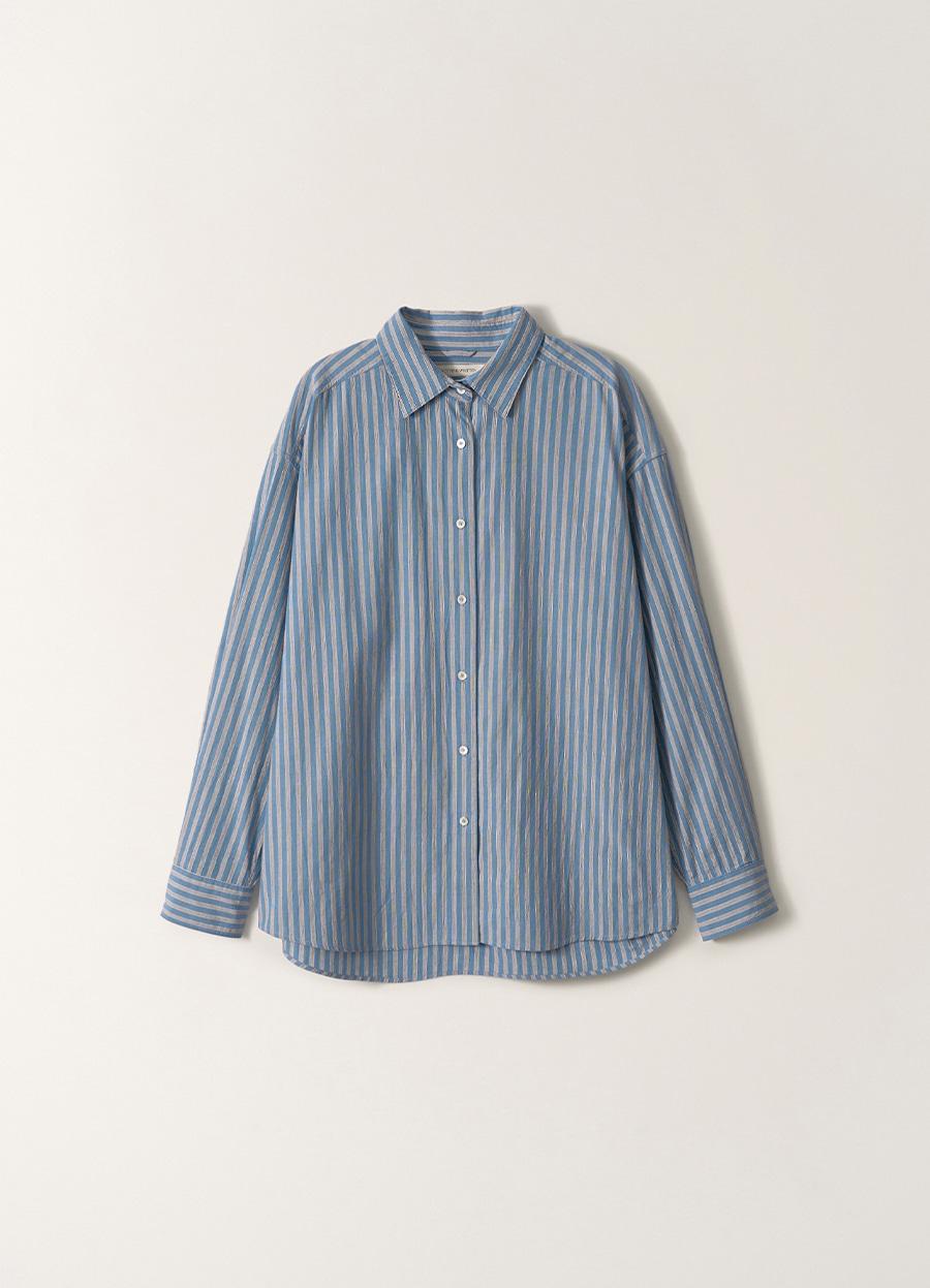 2ND/ Metis Cotton Shirt (Blue Stripe)