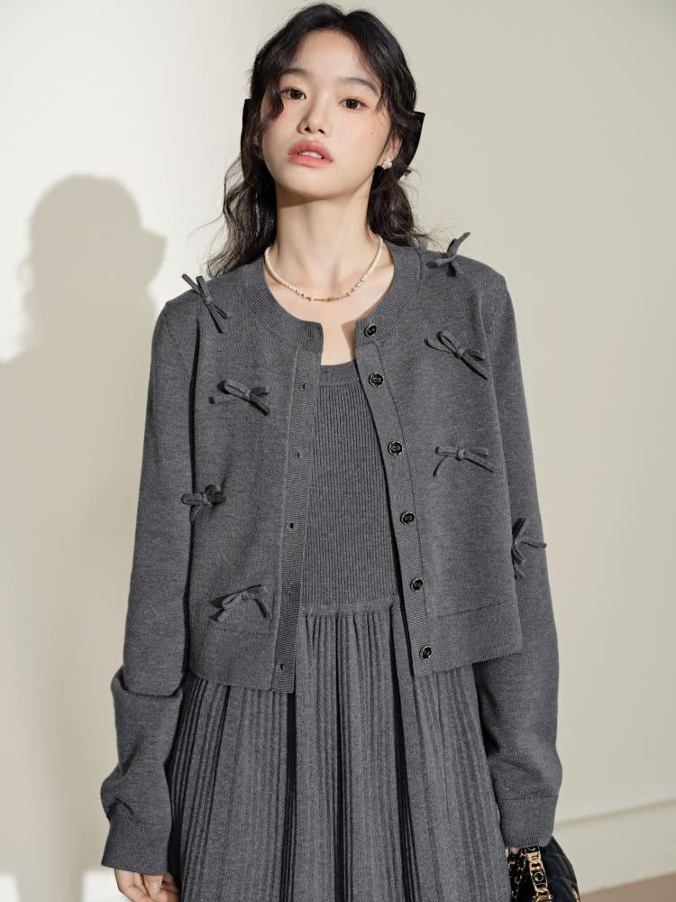 [KUOSE] 쿠오세 여성 나비 리본 장식 카디건