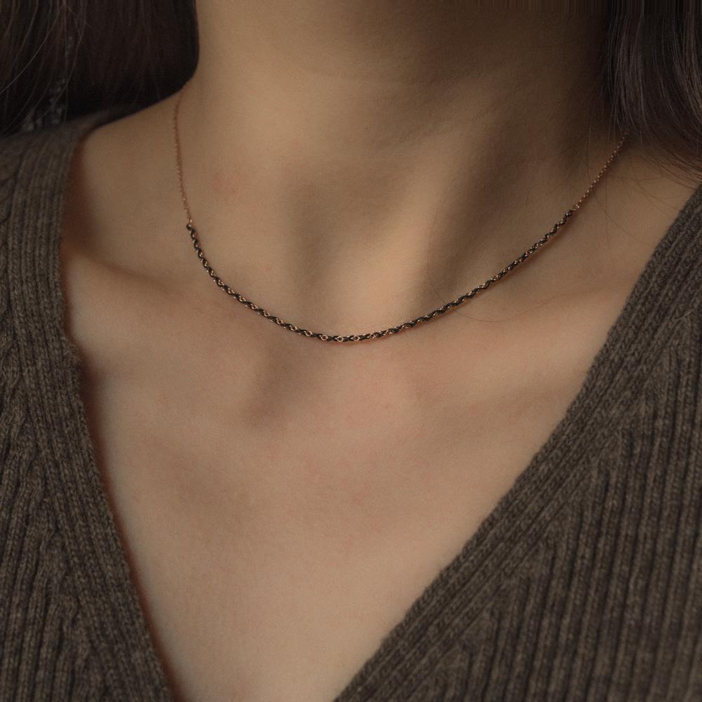 코튼믹스 초커 실버925 목걸이