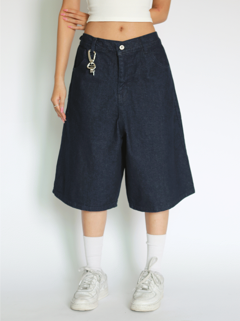 [UNISEX] 너스 데님 밴딩 버뮤다 팬츠 (2 colors)