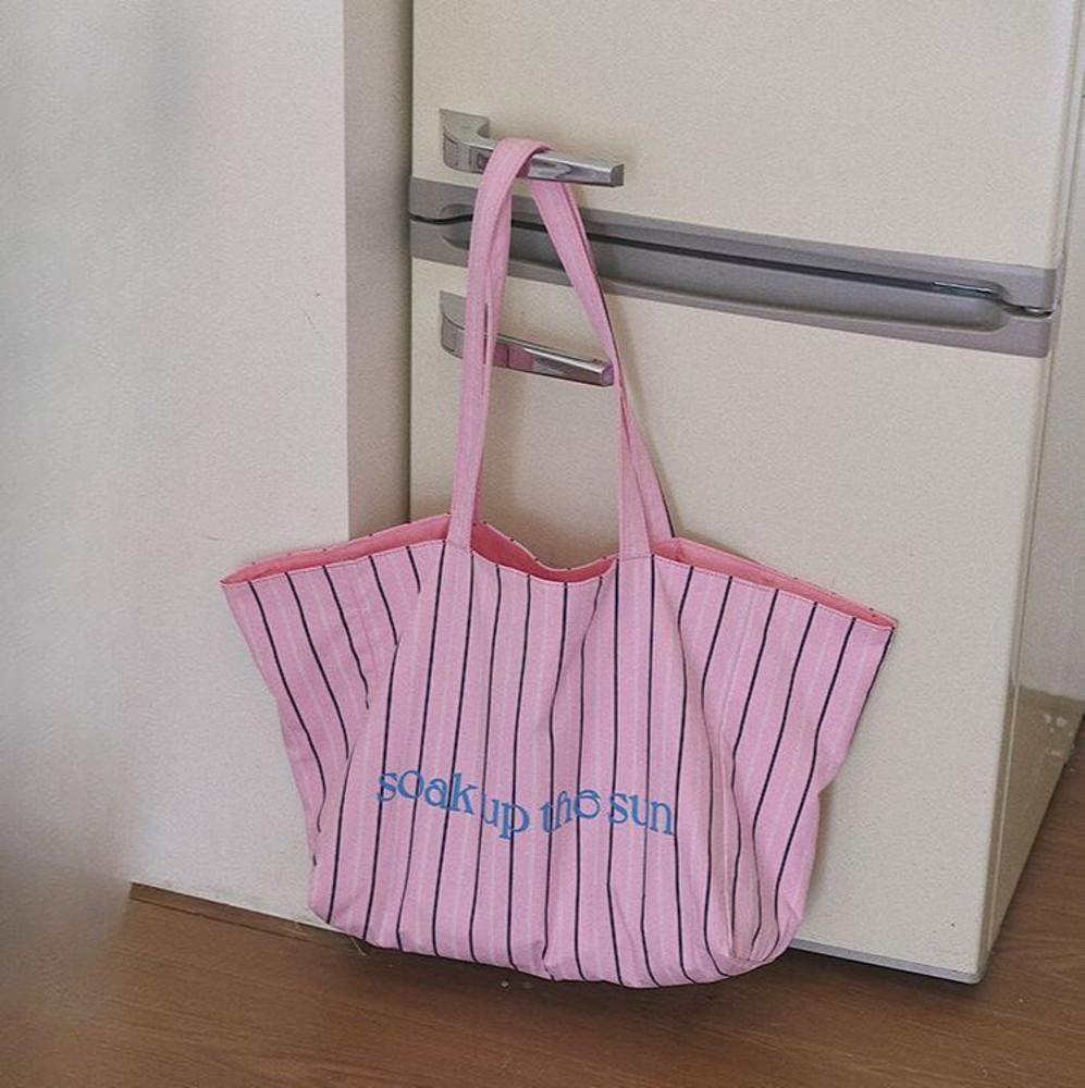 갓수 스트라이프 에코백 3color 캔버스 가방 대용량 가벼운 패브릭 숄더백 쇼퍼백