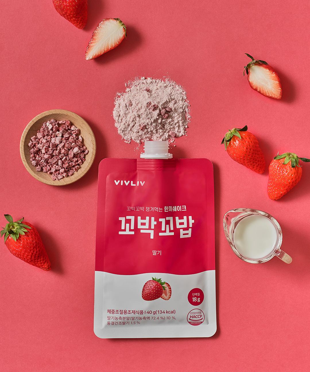 비브리브 NEW 딸기맛 [MD PICK]7포+3포 / 꼬박꼬밥 식사대용 단백질 쉐이크 40g 7개 10종 택1+40g 3포 택1 (초코, 밤, 스윗콘)