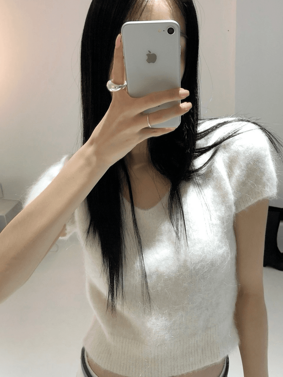 Angora short-sleeved knitwear (4 colors)