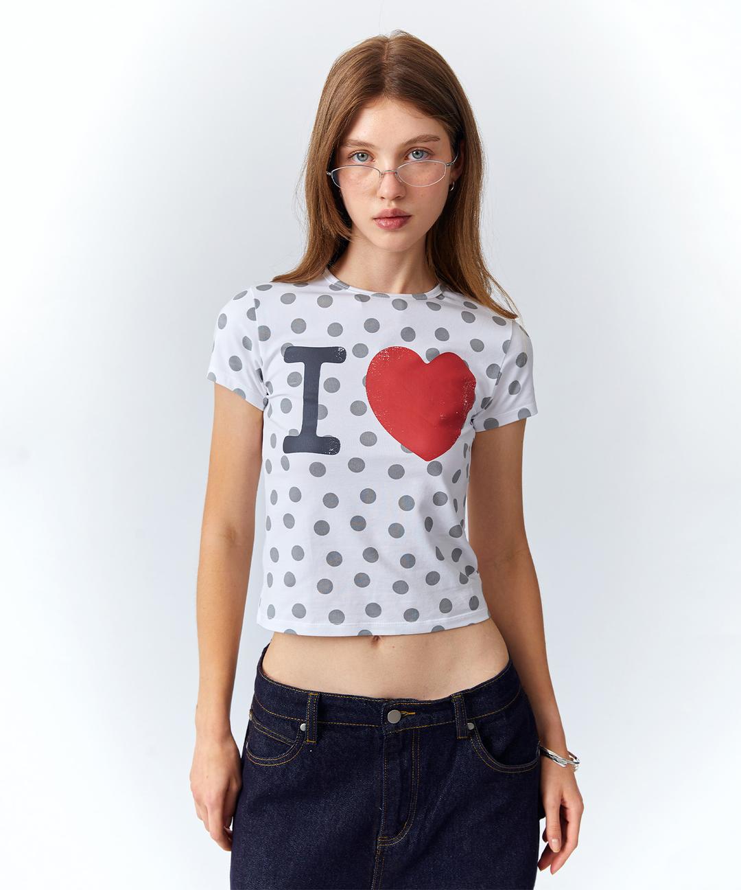 I LOVE CROP TEE [WHITE]