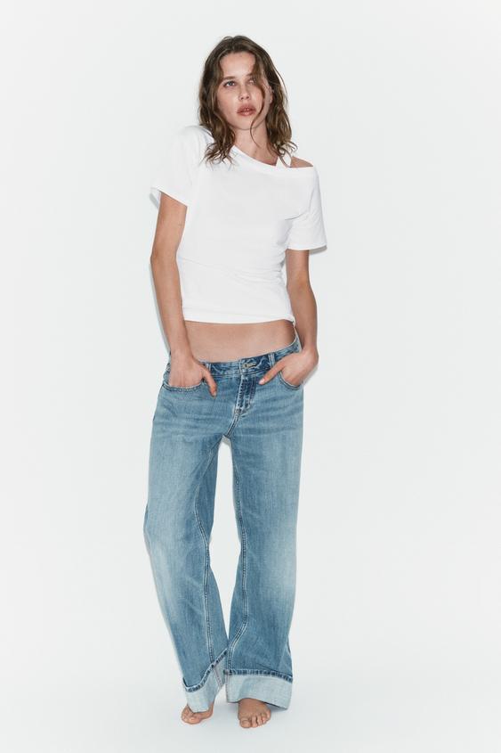 JEANS TRF LOOSE FOLDED 로우라이즈