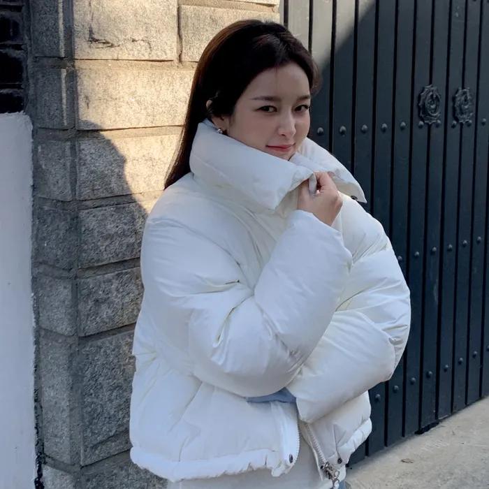 Folded Collar Short Down Padding Ivory AT5JUF056IV