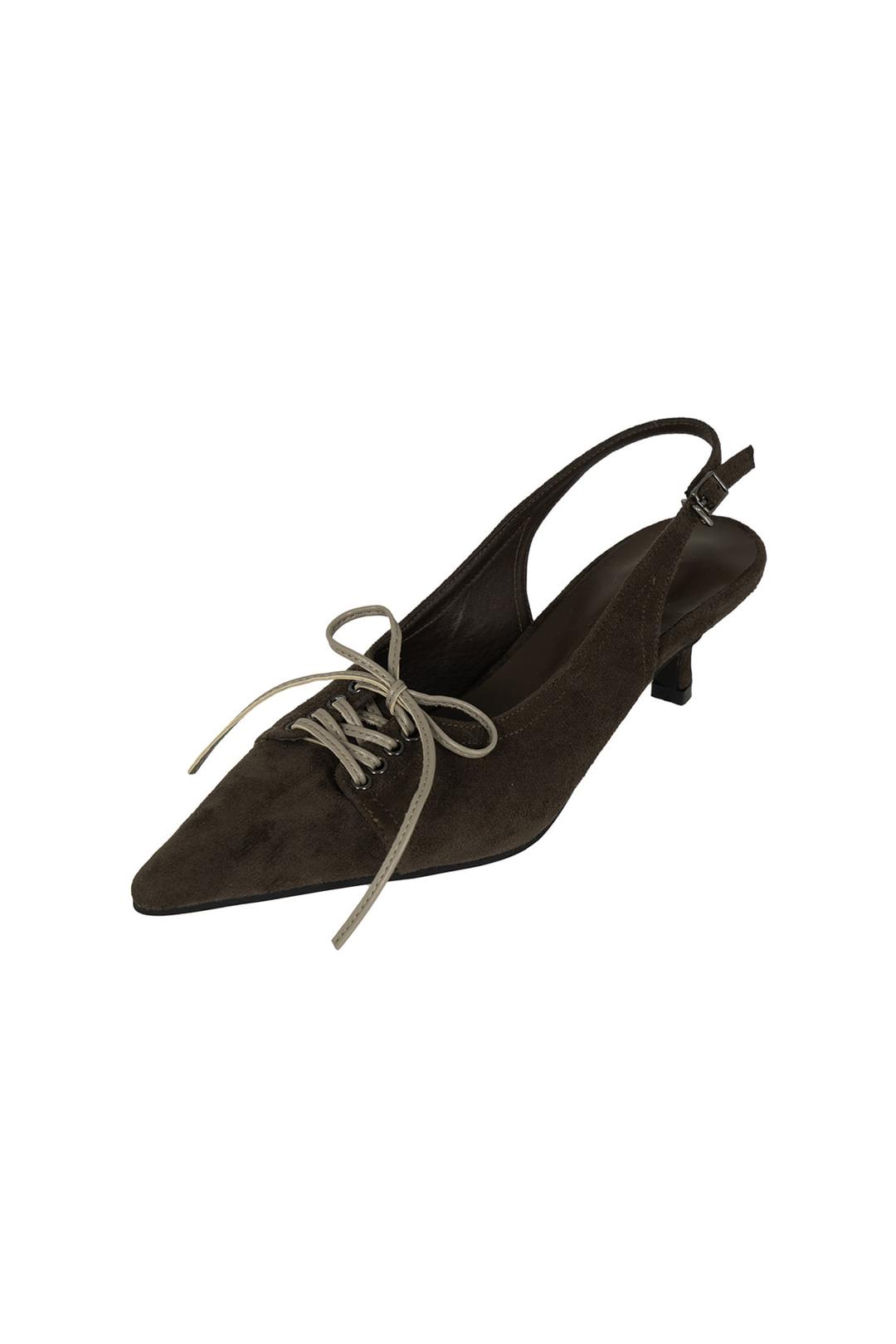 SUEDE EYELET SLINGBACK DARK BROWN