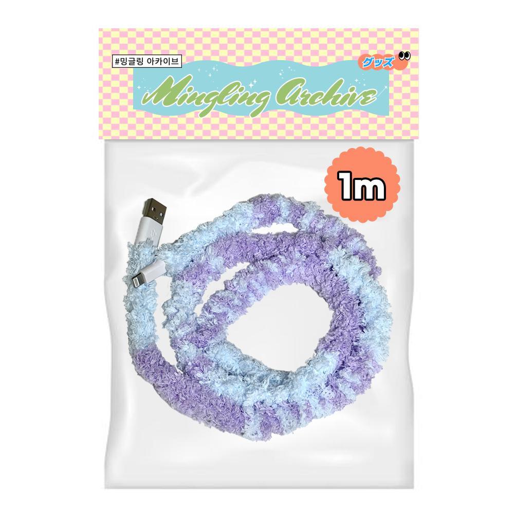 [오로라 (1m)] 뜨개 털실 퍼 케이블 커버 꾸미기 충전기 커스텀 코드삭스