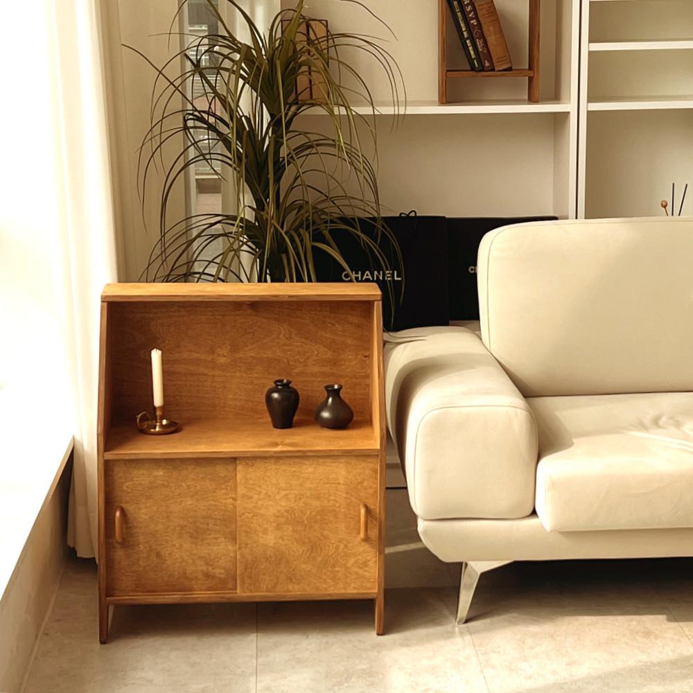 비앙카 미닫이 수납장 낮은 원목장 작은서랍장 2단수납장 책 수납가구 정리장 침대틈새장