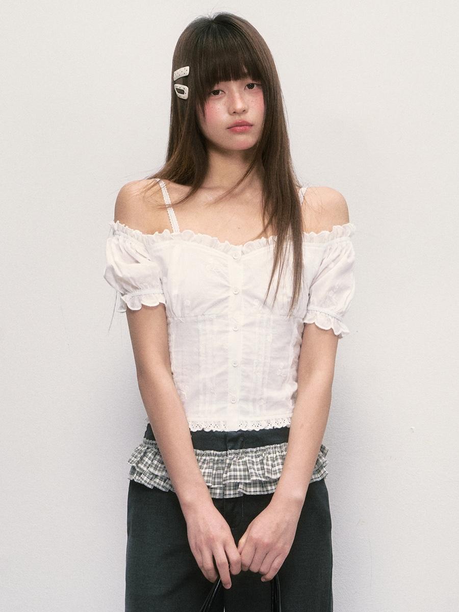 Weekendhub Lace Puff Blouse