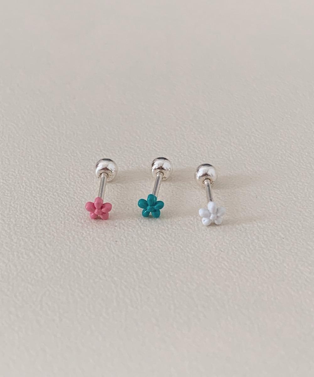 [silver925] 리벨 컬러 플라워 피어싱 (3color)