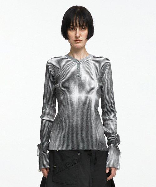 FAINT SPRAY RIBBED KNIT (UNISEX) BLACK