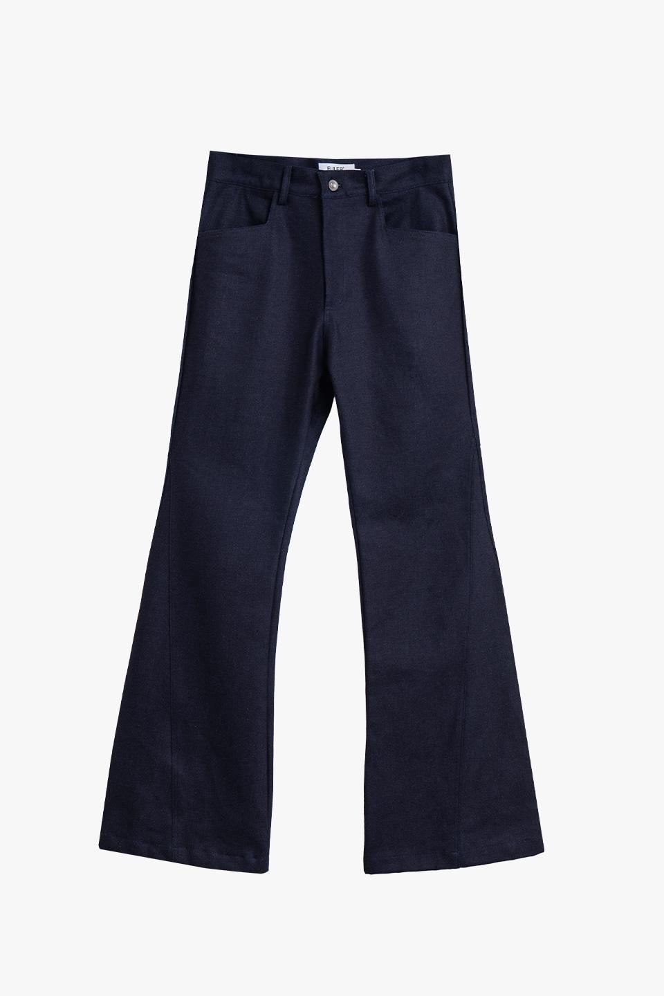 [EULER] signature flared denim cinchback pants (indigo)