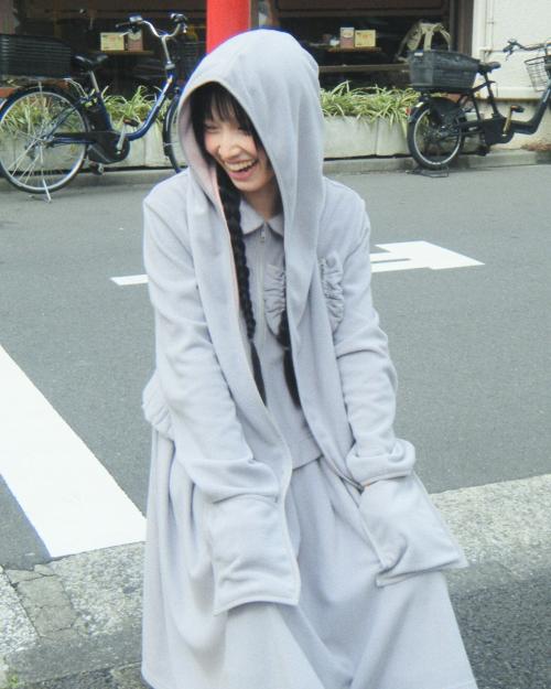 FLEECE REVERSIBLE HOOD MUFFLER_MELANGE GREY