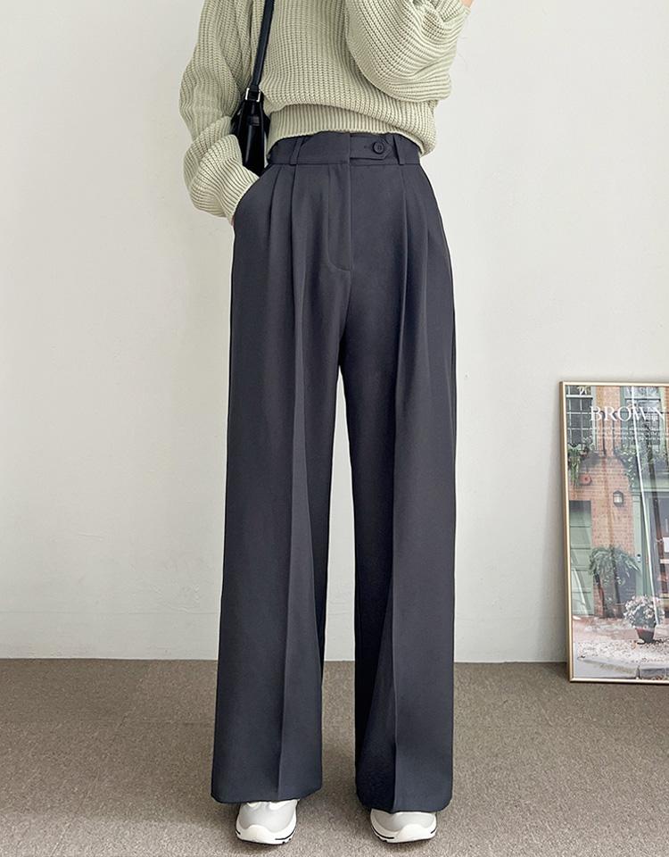 [봄버전추가3기장] 로그 비조 벨트 투핀턱 롱 와이드 슬랙스 (4color)