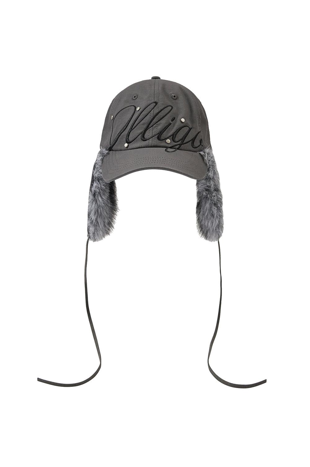 [11/18 예약발송] 플러피 이어플랩 캡 차콜