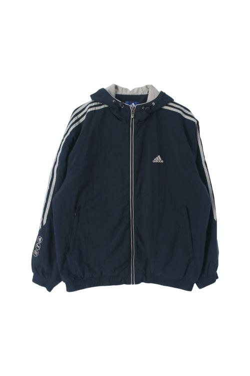 아디다스 (Man - L) 나일론 3S 자수 로고 후드집업 누빔 점퍼