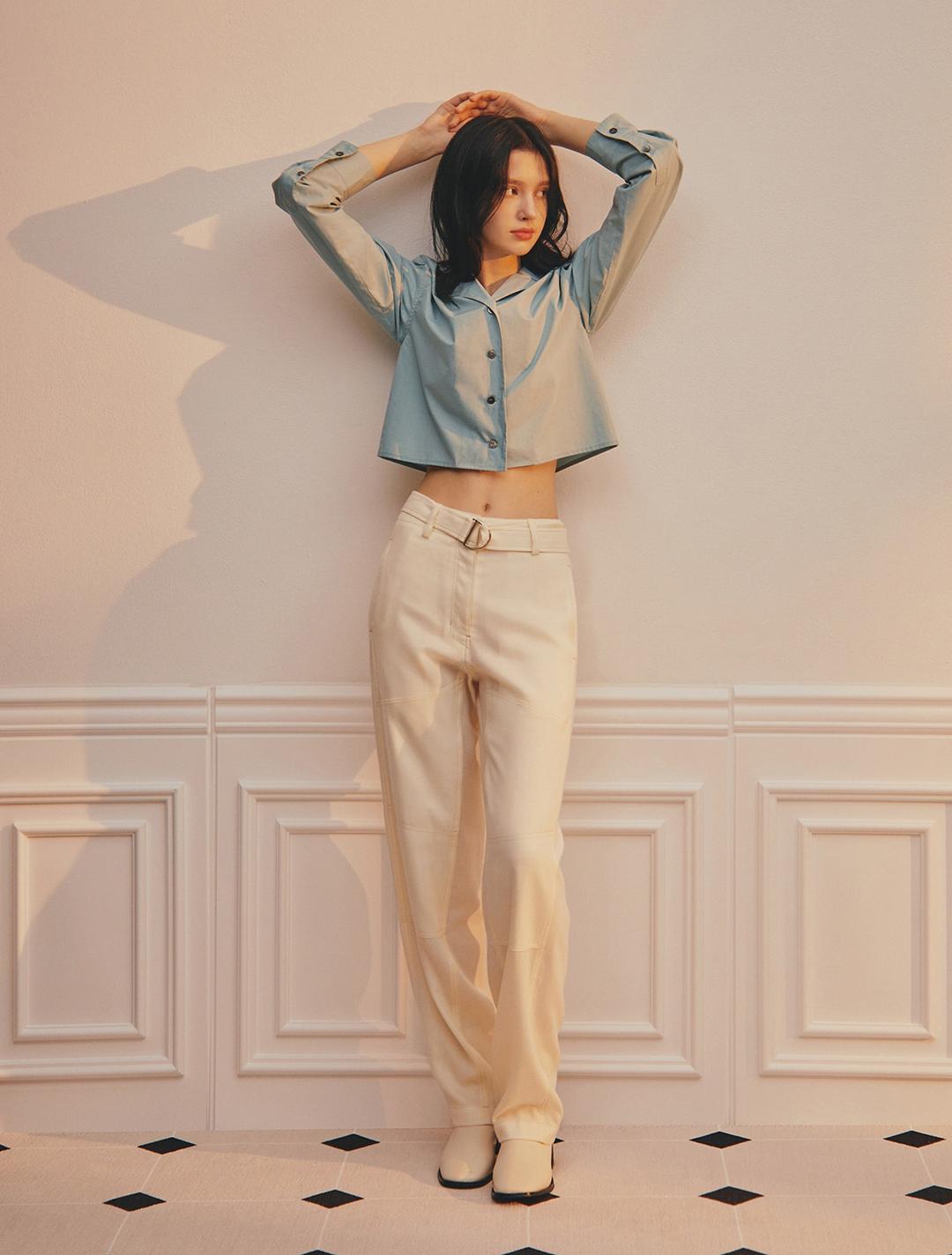 Belted Straight-Leg Cargo Trousers (Ivory)