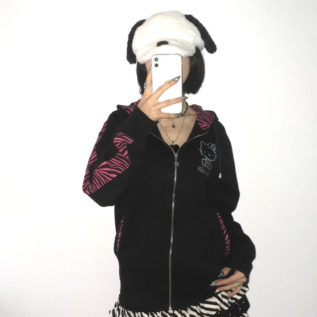 헬로키티 레오파드 핑크 후드집업 hello kitty | 후루츠패밀리