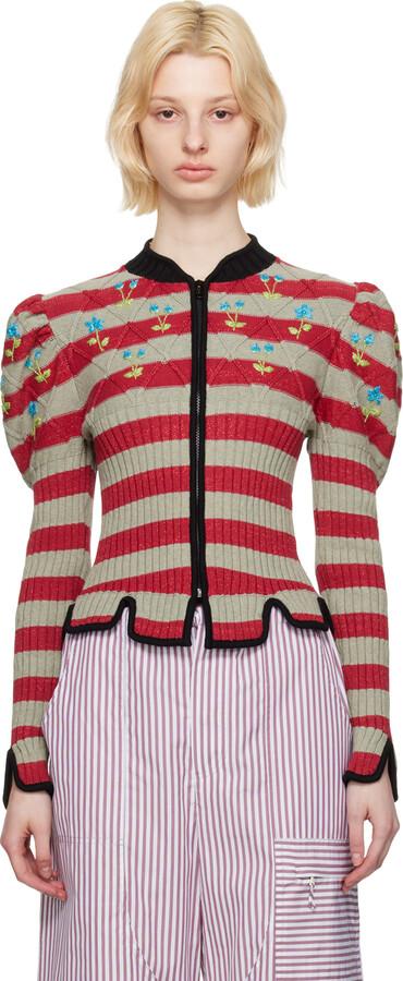Cormio Beige & Red Divna Cardigan - ShopStyle