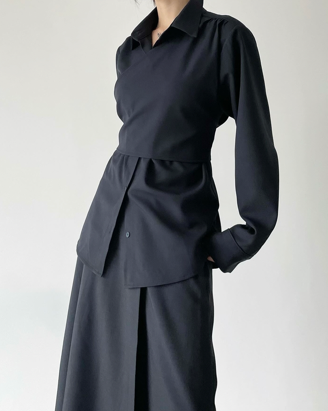 ( set) 페이브 크로스 랩 셔츠 [4co]