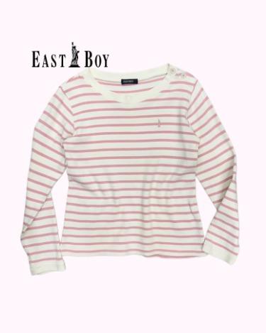 EAST BOY pink stripe logo t-shirt