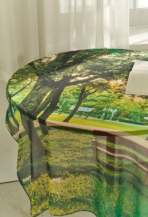 공원 벤치 쉬폰 가림막커튼