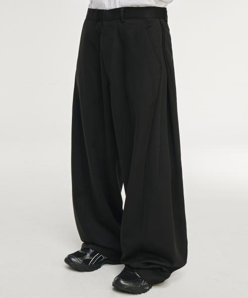 멀티턱 와이드 슬랙스[블랙]