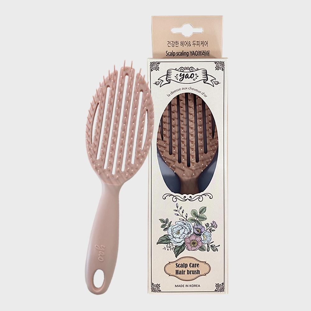 헤어브러쉬 스칼프케어라운드(브런트코랄) 두피마사지 샴푸브러쉬
