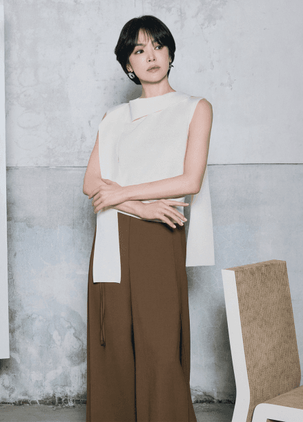 넥 스카프 슬리브리스 니트